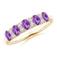 thumbnail image 1 of ANGARA Natural 0.7 Ct. Amethyst with Diamond Non Eternity Wedding Ring in 14K Yellow Gold for Women (Ring Size: 12), 1 of 9