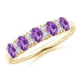 thumbnail image 1 of ANGARA Natural 0.7 Ct. Amethyst with Diamond Non Eternity Wedding Ring in 14K Yellow Gold for Women (Ring Size: 6.5), 1 of 9