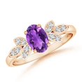 thumbnail image 1 of ANGARA Natural Vintage Style Oval Amethyst Ring with Diamond Accents in 14K Rose Gold for Women (Size-7x5mm) | February Birthstone, Anniversary, Jewelry Gift for Women | Natural Amethyst Ring, 1 of 8