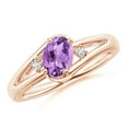 thumbnail image 1 of ANGARA Natural 0.7 Ct. Amethyst with Diamond Side Stones Ring in 14K Rose Gold for Women (Ring Size: 3.5), 1 of 1