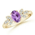 thumbnail image 1 of ANGARA Natural 0.7 Ct. Amethyst with Diamond Side Stones Ring in 14K Yellow Gold for Women (Ring Size: 11.5), 1 of 8