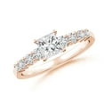 thumbnail image 1 of ANGARA Natural Princess-Cut Diamond Graduated Engagement Ring in 14K Rose Gold for Women (Size-5mm| Color-H| Clarity-SI2) | April Birthstone, Anniversary Jewelry Gift for Women | Natural Diamond Ring, 1 of 10