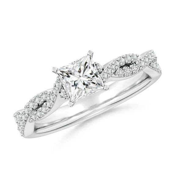 ANGARA Natural Princess-Cut Diamond Engagement Ring in 14K White Gold for Women (Size-5mm| Color-H| Clarity-SI2) | April Birthstone, Anniversary, Jewelry Gift for Women | Natural Diamond Ring