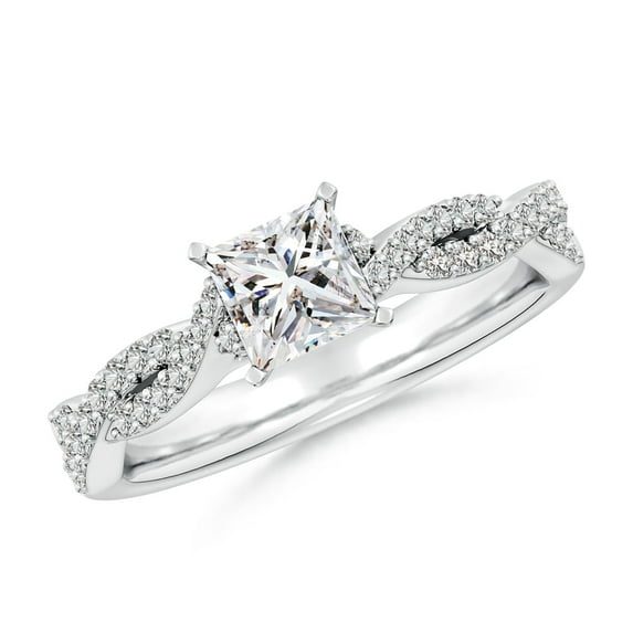 ANGARA Natural 0.7 Ct. Diamond Classic Engagement Ring in Sterling Silver for Women (Ring Size: 8)
