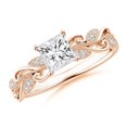 thumbnail image 1 of ANGARA Natural Princess-Cut Diamond Ring with Scrollwork in 14K Rose Gold for Women (Size-5mm| Color-H| Clarity-SI2) | April Birthstone, Anniversary, Jewelry Gift for Women | Natural Diamond Ring, 1 of 9