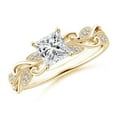 thumbnail image 1 of ANGARA Natural Diamond Ring with Scrollwork in 14K Yellow Gold for Women (Size-5mm| Color-I-J| Clarity-I1-I2) | April Birthstone, Anniversary, Jewelry Gift for Women | Natural Diamond Ring, 1 of 9