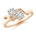 thumbnail image 1 of ANGARA Natural Vintage Style Two Stone Diamond Swirl Ring in 14K Rose Gold for Women (Size-4.5mm| Color-H| Clarity-SI2) | April Birthstone, Anniversary, Jewelry Gift for Women | Natural Diamond Ring, 1 of 8