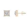 thumbnail image 1 of ANGARA Natural 0.7 Ct. Diamond Halo Earrings in 14K Yellow Gold for Women, 1 of 6