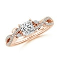 thumbnail image 1 of ANGARA Natural Nature-Inspired Princess-Cut & Diamond Engagement Ring in 14K Rose Gold for Women (Size-5mm| Color-I-J| Clarity-I1-I2) | Anniversary, Jewelry Gift for Women | Natural Diamond Ring, 1 of 8