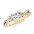 thumbnail image 1 of ANGARA Natural Nature-Inspired Princess-Cut & Diamond Engagement Ring in 14K Yellow Gold for Women (Size-5mm| Color-H| Clarity-SI2) | Anniversary, Jewelry Gift for Women | Natural Diamond Ring, 1 of 8