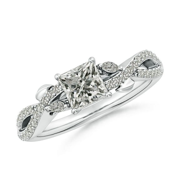 ANGARA Natural 0.7 Ct. Diamond Side Stone Engagement Ring in Sterling Silver for Women (Ring Size: 3)