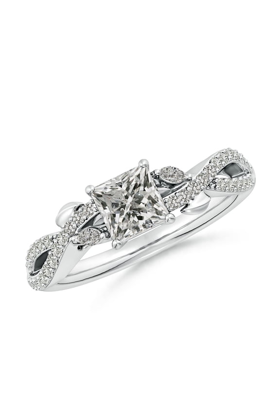 Natural 0.7 Ct. Diamond Side Stone Engagement Ring in Sterling Silver for Women (Ring Size: 8)