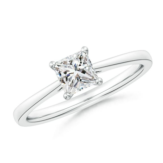 ANGARA Natural Princess-Cut Diamond Engagement Ring in 14K White Gold for Women (Size-5mm| Color-I-J| Clarity-I1-I2) | April Birthstone, Anniversary, Jewelry Gift for Women | Natural Diamond Ring