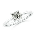 thumbnail image 1 of ANGARA Natural Princess-Cut Diamond Engagement Ring in 14K White Gold for Women (Size-5mm| Color-K| Clarity-I3) | April Birthstone, Anniversary, Jewelry Gift for Women | Natural Diamond Ring, 1 of 10