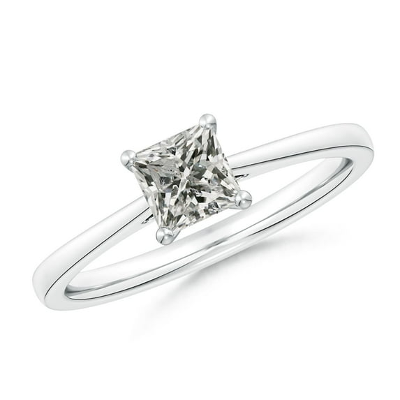ANGARA Natural Princess-Cut Diamond Engagement Ring in 14K White Gold for Women (Size-5mm| Color-K| Clarity-I3) | April Birthstone, Anniversary, Jewelry Gift for Women | Natural Diamond Ring