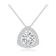 thumbnail image 1 of ANGARA Natural Diamond Trillion Halo Pendant in 14K White Gold for Women (Size-5.7mm| Color-H| Clarity-SI2) | April Birthstone, Anniversary, Jewelry Gift for Women | Natural Diamond Necklace, 1 of 7