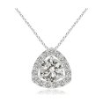 thumbnail image 1 of ANGARA Natural Diamond Trillion Halo Pendant in 14K White Gold for Women (Size-5.7mm| Color-K| Clarity-I3) | April Birthstone, Birthday, Anniversary, Jewelry Gift for Women | Natural Diamond Necklace, 1 of 7