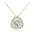 thumbnail image 1 of ANGARA Natural Diamond Trillion Halo Pendant in 14K Yellow Gold for Women (Size-5.7mm| Color-I-J| Clarity-I1-I2) | April Birthstone, Anniversary, Jewelry Gift for Women | Natural Diamond Necklace, 1 of 7