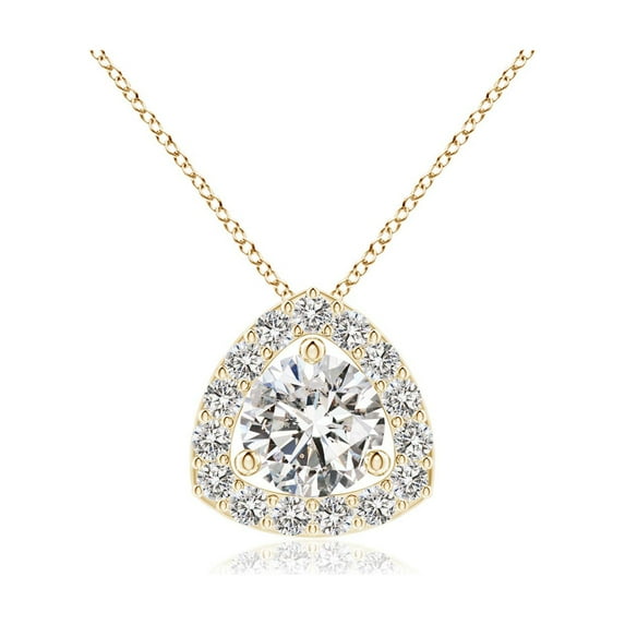 ANGARA Natural Diamond Trillion Halo Pendant in 14K Yellow Gold for Women (Size-5.7mm| Color-I-J| Clarity-I1-I2) | April Birthstone, Anniversary, Jewelry Gift for Women | Natural Diamond Necklace