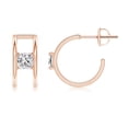 thumbnail image 1 of ANGARA Natural Princess Diamond Parallel Hoop Earrings in 14K Rose Gold for Women (Size-4mm| Color-I-J| Clarity-I1-I2) | Anniversary, Jewelry Gift for Women | Natural Diamond Earrings, 1 of 6