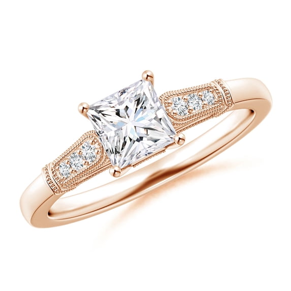 ANGARA Natural 0.7 Ct. Diamond Vintage Inspired Ring in 14K Rose Gold for Women (Ring Size: 11.5)