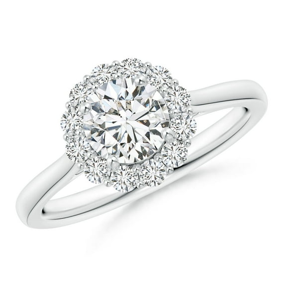 ANGARA Natural Classic Diamond Scalloped Halo Ring in 14K White Gold for Women (Size-5.8mm| Color-H| Clarity-SI2) | April Birthstone, Anniversary, Jewelry Gift for Women | Natural Diamond Ring