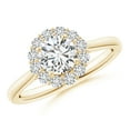 thumbnail image 1 of ANGARA Natural Classic Diamond Scalloped Halo Ring in 14K Yellow Gold for Women (Size-5.8mm| Color-H| Clarity-SI2) | April Birthstone, Anniversary, Jewelry Gift for Women | Natural Diamond Ring, 1 of 10