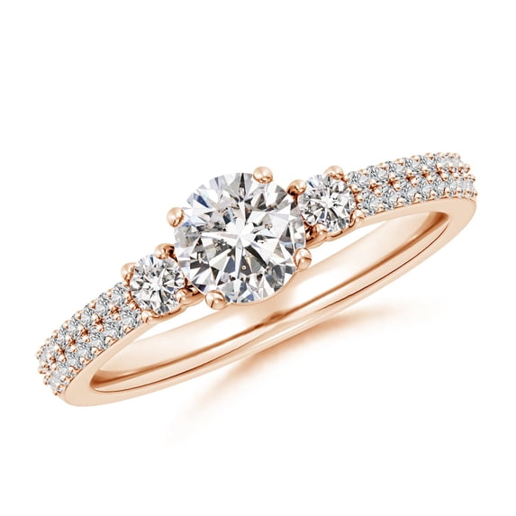 ANGARA Natural 0.75 Ct. Diamond Classic Engagement Ring in 14K Rose Gold for Women (Ring Size: 3)