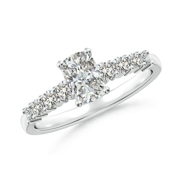 ANGARA Natural Rectangular Diamond Engagement Ring in 14K White Gold for Women (Size-6.5x4.5mm| Color-I-J| Clarity-I1-I2) | April Birthstone, Anniversary Jewelry Gift for Women | Natural Diamond Ring