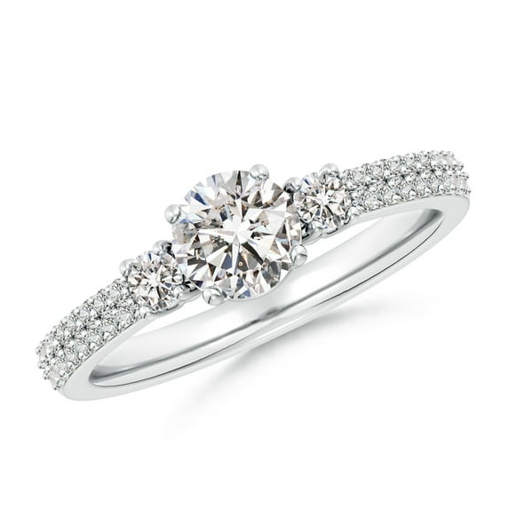 ANGARA Natural Diamond Side Stone Engagement Ring in 14K White Gold for Women (Size-5.9mm| Color-I-J| Clarity-I1-I2) | April Birthstone, Anniversary, Jewelry Gift for Women | Natural Diamond Ring