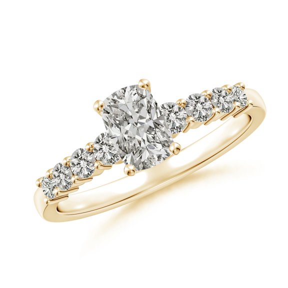 ANGARA Natural Rectangular Diamond Engagement Ring in 14K Yellow Gold for Women (Size-6.5x4.5mm| Color-K| Clarity-I3) | April Birthstone, Anniversary, Jewelry Gift for Women | Natural Diamond Ring