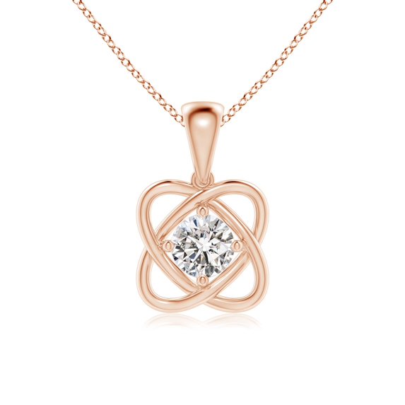 ANGARA Natural Diamond Love Knot Pendant in 14K Rose Gold for Women (Size-5.9mm| Color-I-J| Clarity-I1-I2) | April Birthstone, Birthday, Anniversary, Jewelry Gift for Women | Natural Diamond Necklace