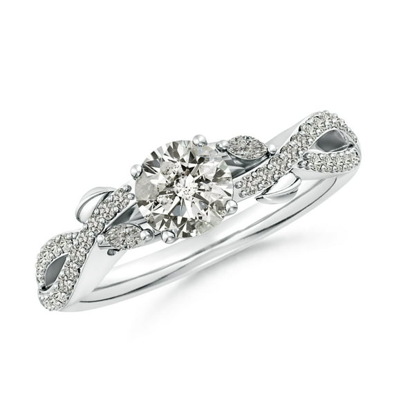 ANGARA Natural 0.75 Ct. Diamond Side Stone Engagement Ring in Sterling Silver for Women (Ring Size: 3.5)