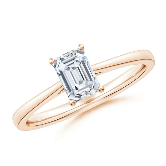 ANGARA Natural 0.75 Ct. Diamond Solitaire Engagement Ring in 14K Rose Gold for Women (Ring Size: 11.5)