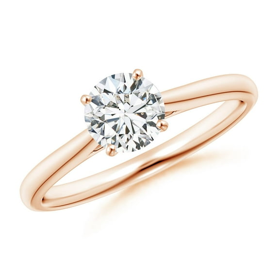 ANGARA Natural 0.75 Ct. Diamond Solitaire Engagement Ring in 14K Rose Gold for Women (Ring Size: 4)