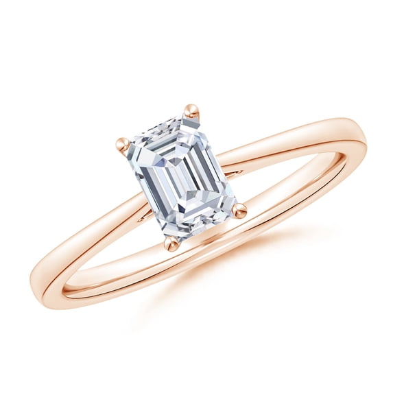 ANGARA Natural Emerald-Cut Diamond Engagement Ring in 14K Rose Gold for Women (Size-6.5x4.5mm| Color-G| Clarity-VS2) | April Birthstone, Anniversary, Jewelry Gift for Women | Natural Diamond Ring
