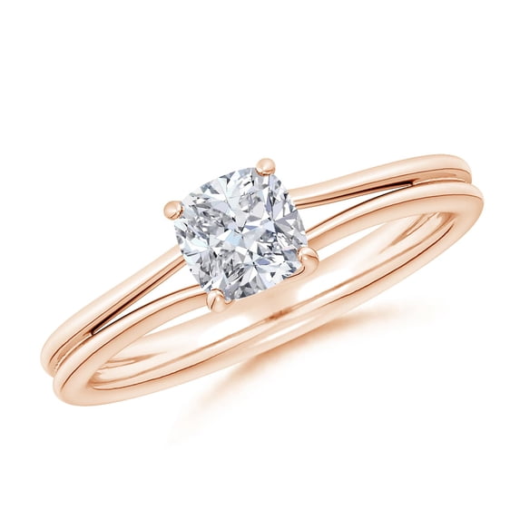 ANGARA Natural Cushion Diamond Solitaire Engagement Ring in 14K Rose Gold for Women (Size-5.25mm| Color-H| Clarity-SI2) | April Birthstone, Anniversary, Jewelry Gift for Women | Natural Diamond Ring