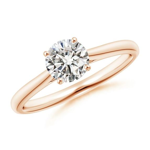 ANGARA Natural Diamond Tapered Cathedral Engagement Ring in 14K Rose Gold for Women (Size-5.9mm| Color-I-J| Clarity-I1-I2) | Anniversary, Jewelry Gift for Women | Natural Diamond Ring
