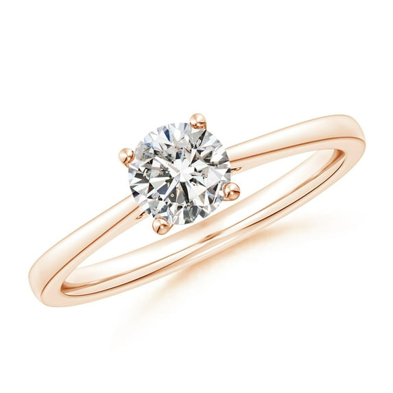 ANGARA Natural Diamond Engagement Ring in 14K Rose Gold for Women (Size-5.9mm| Color-I-J| Clarity-I1-I2) | April Birthstone, Anniversary, Jewelry Gift for Women | Natural Diamond Ring
