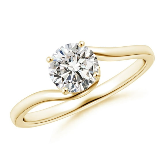 ANGARA Natural Diamond Bypass Engagement Ring in 14K Yellow Gold for Women (Size-5.9mm| Color-I-J| Clarity-I1-I2) | April Birthstone, Anniversary, Jewelry Gift for Women | Natural Diamond Ring