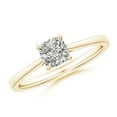 thumbnail image 1 of ANGARA Natural Cushion Diamond Engagement Ring in 14K Yellow Gold for Women (Size-5.25mm| Color-K| Clarity-I3) | April Birthstone, Birthday, Anniversary, Jewelry Gift for Women | Natural Diamond Ring, 1 of 9