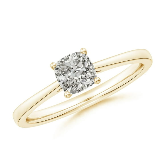 ANGARA Natural Cushion Diamond Engagement Ring in 14K Yellow Gold for Women (Size-5.25mm| Color-K| Clarity-I3) | April Birthstone, Birthday, Anniversary, Jewelry Gift for Women | Natural Diamond Ring