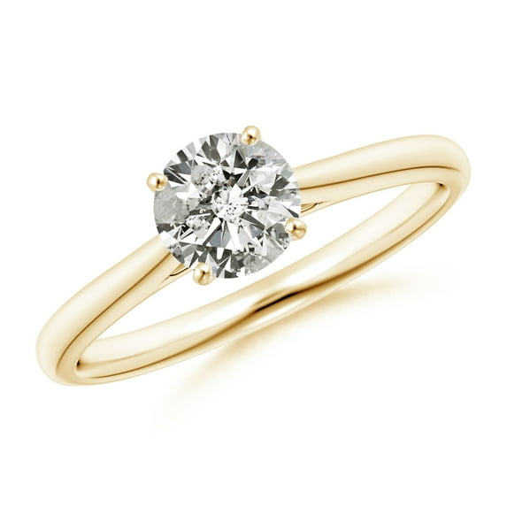 ANGARA Natural Diamond Tapered Cathedral Engagement Ring in 14K Yellow Gold for Women (Size-5.9mm| Color-K| Clarity-I3) | April Birthstone, Anniversary, Jewelry Gift for Women | Natural Diamond Ring