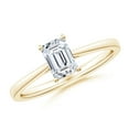 thumbnail image 1 of ANGARA Natural Emerald-Cut Diamond Engagement Ring in 14K Yellow Gold for Women (Size-6.5x4.5mm| Color-H| Clarity-SI2) | April Birthstone, Anniversary, Jewelry Gift for Women | Natural Diamond Ring, 1 of 9