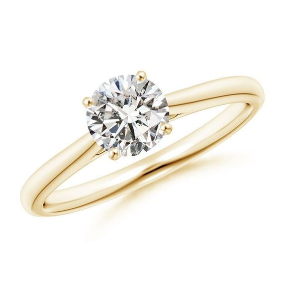 ANGARA Natural Diamond Tapered Cathedral Engagement Ring in 14K Yellow Gold for Women (Size-5.9mm| Color-I-J| Clarity-I1-I2) | Anniversary, Jewelry Gift for Women | Natural Diamond Ring