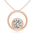 thumbnail image 1 of ANGARA Natural Diamond Solitaire Open Circle Pendant in 14K Rose Gold for Women (Size-5.9mm| Color-K| Clarity-I3) | April Birthstone, Anniversary, Jewelry Gift for Women | Natural Diamond Necklace, 1 of 7