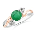 thumbnail image 1 of ANGARA Natural 0.75 Ct. Emerald with Diamond Three Stone Ring in 14K White & Rose Gold for Women (Ring Size: 3), 1 of 10