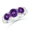 thumbnail image 1 of ANGARA Vintage Style Three Stone Natural Amethyst Wedding Band in White Gold for Women | February Birthstone, Anniversary, Jewelry Gift for Women | Natural Amethyst Engagement Ring (Ring Size - 11), 1 of 7
