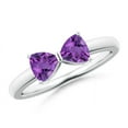 thumbnail image 1 of ANGARA Natural Two Stone Trillion Amethyst Bow Tie Ring in 14K White Gold for Women (Size-5mm) | February Birthstone, Birthday, Anniversary, Jewelry Gift for Women | Natural Amethyst Ring, 1 of 8