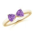 thumbnail image 1 of ANGARA Natural Two Stone Trillion Amethyst Bow Tie Ring in 14K Yellow Gold for Women (Size-5mm) | February Birthstone, Birthday, Anniversary, Jewelry Gift for Women | Natural Amethyst Ring, 1 of 8